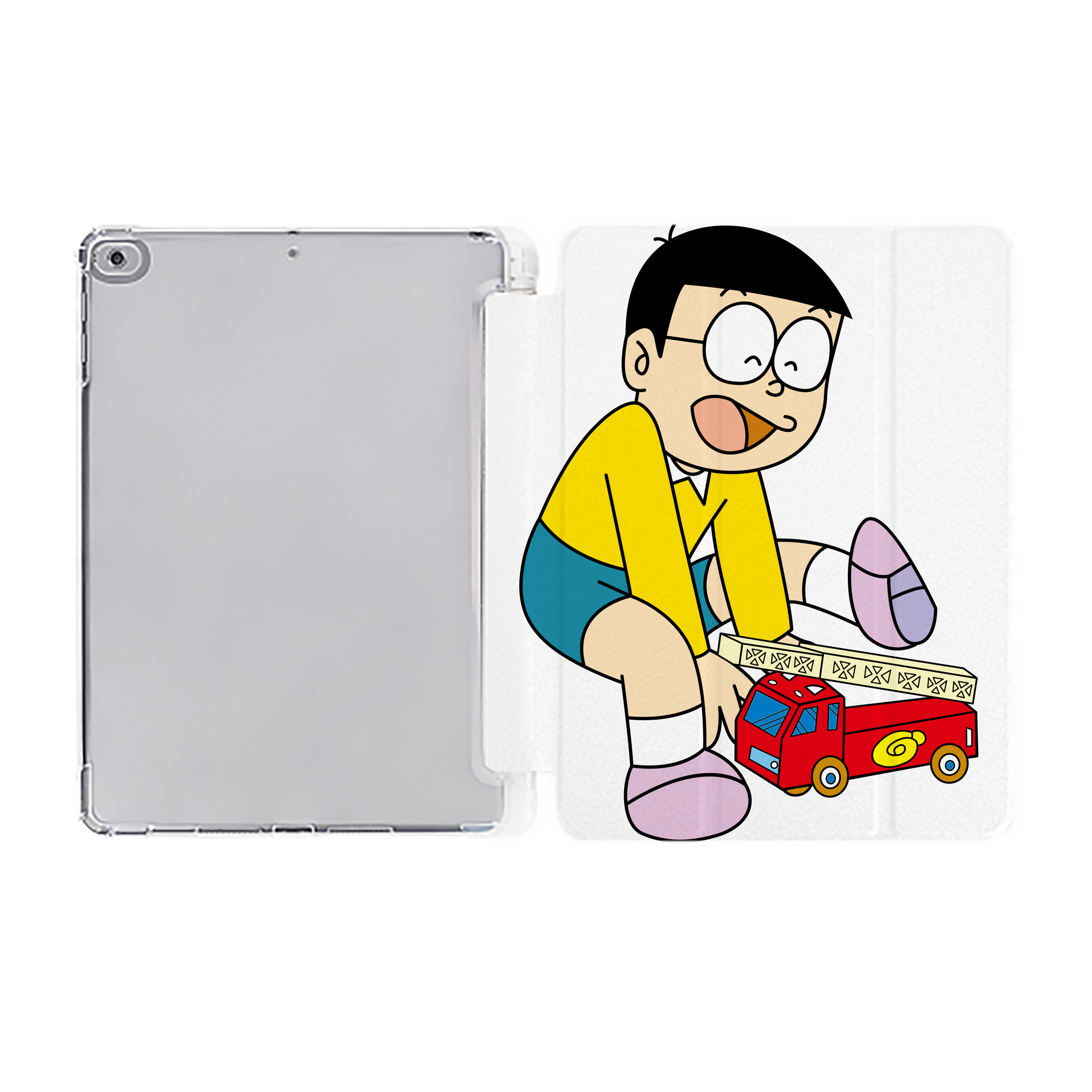 （画像用） ドラえもん 野比 のび太 Doraemon Nobita Nobi IPad ケース ペン収納付き 三つ折りスタンド PUレザー×シリコン 対応機種9.5/10.5/10.9インチ